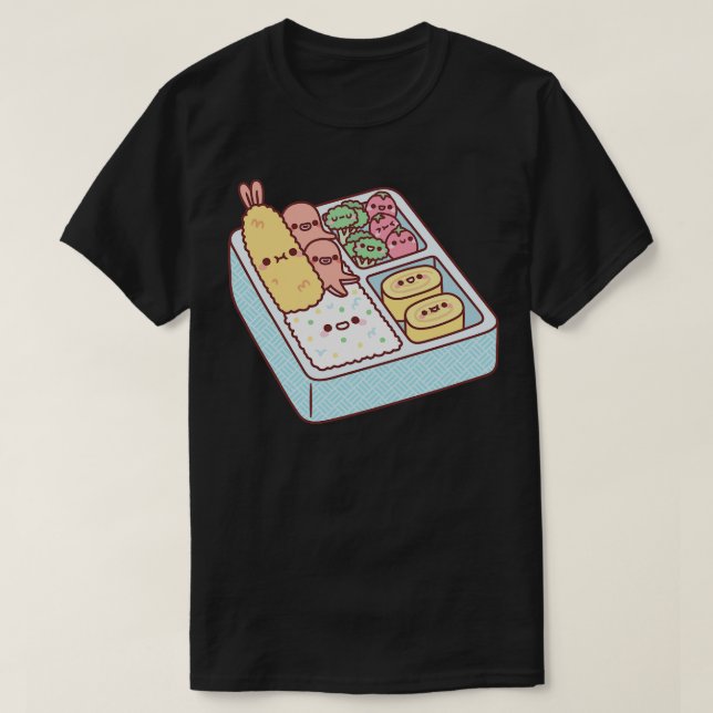Kawaii Japanese Bento Box Tempura Prawn T-Shirt (Design Front)