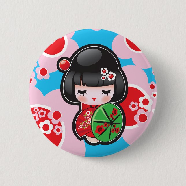 Kawaii Japanese Doll Button (Front)