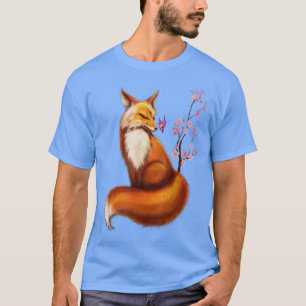 Kawaii Japanese Fox Cherry Blossom Flower Sakura T-Shirt