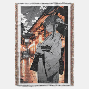KAWAII Japanese Girl throw blanket
