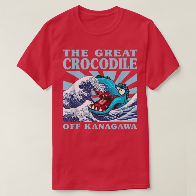 Kawaii Japanese Great Wave Great Crocodile Cute Ja T-Shirt (Design Front)