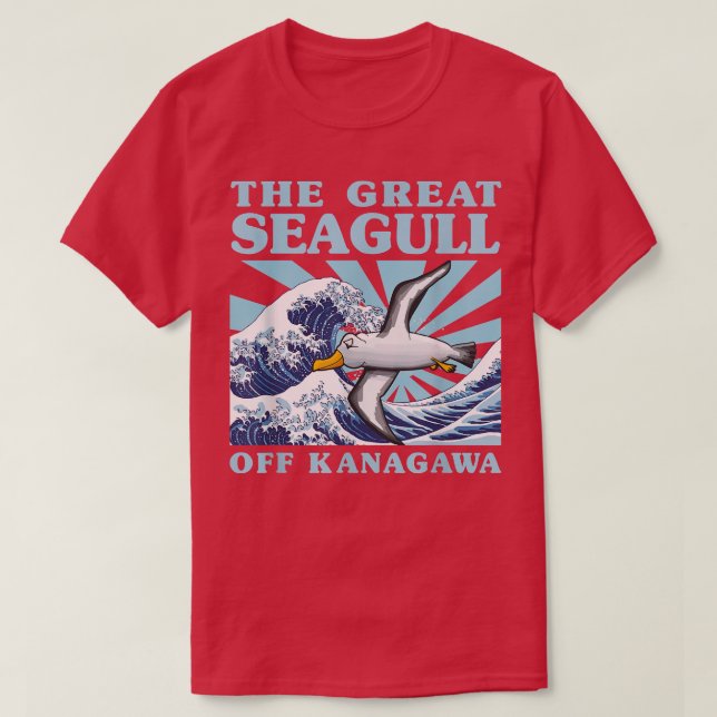 Kawaii Japanese Great Wave Great Seagull Cute Japa T-Shirt (Design Front)