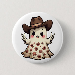 Kawaii Japanese Pastel Cowboy Ghost Halloween 6 Cm Round Badge
