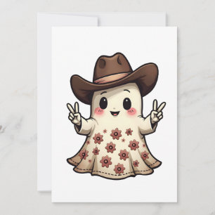 Kawaii Japanese Pastel Cowboy Ghost Halloween Invitation