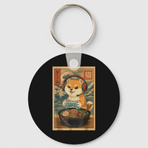 Kawaii Japanese Ramen Dog Retro Gaming Shirts For  Key Ring