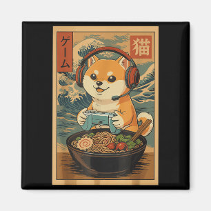 Kawaii Japanese Ramen Dog Retro Gaming Shirts For  Magnet