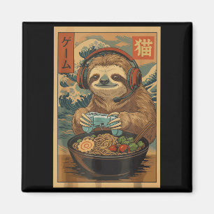 Kawaii Japanese Ramen Sloth Retro Gaming Shirts Fo Magnet