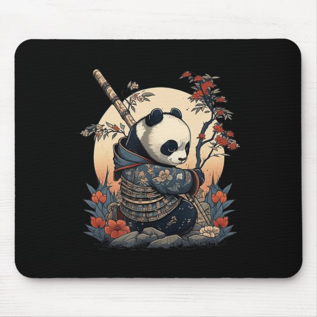 Kawaii Japanese Style Samurai Anime Panda  Mouse Mat (Front)
