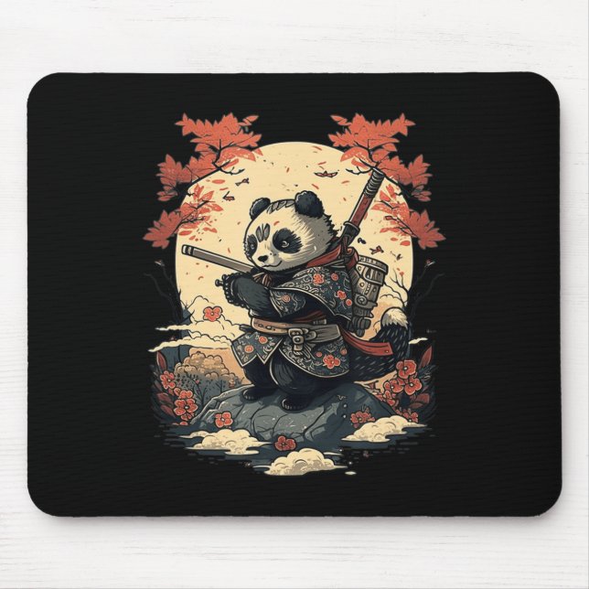 Kawaii Japanese Style Samurai Anime Panda Mouse Mat (Front)