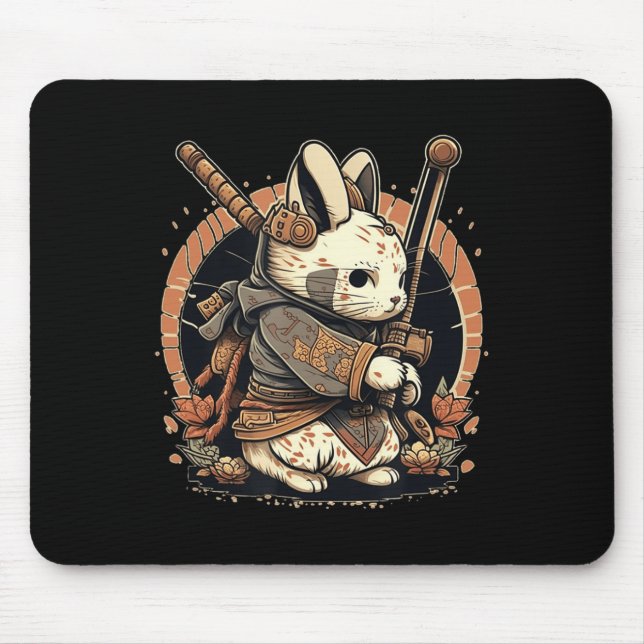 Kawaii Japanese Style Samurai Bunny Anime  Mouse Mat (Front)