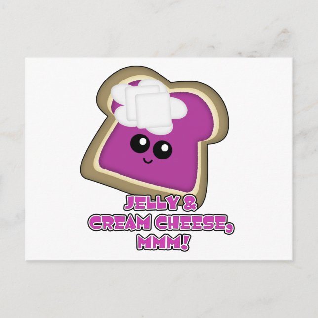 Kawaii Jelly and Cream Cheese Toast Postcard (Front)