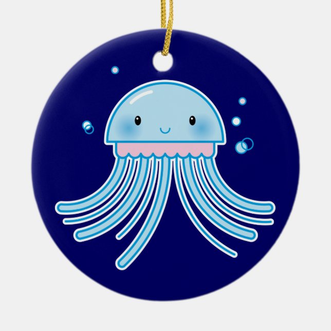 Kawaii jellyfish ceramic tree decoration (Front)