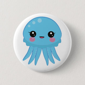 Kawaii Jellyfish Pin Badge Blue