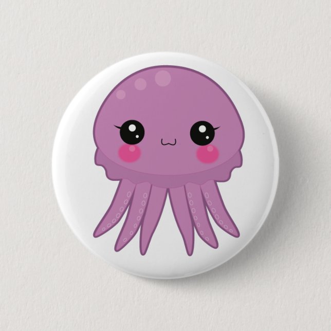Kawaii Jellyfish Pin Badge Purple (Front)