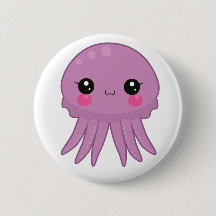 Kawaii Jellyfish Pin Badge Purple