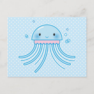Kawaii jellyfish postcard