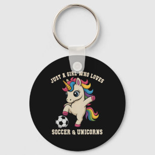 Kawaii Just Girl Who Loves Soccer Unicorn Cleats K Key Ring