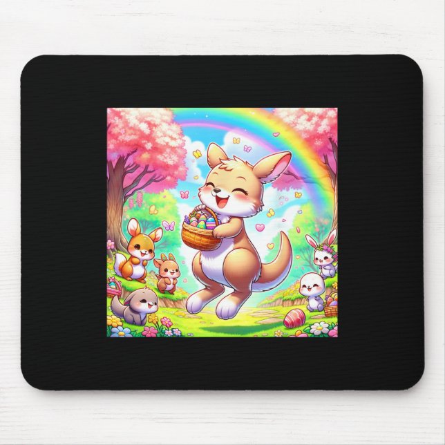 Kawaii Kangaroo Easter Adorable Easter Kangaroo  Mouse Mat (Front)