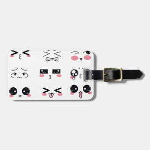 kawaii kaomoji luggage tag