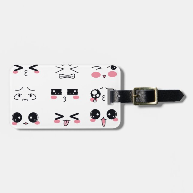 kawaii kaomoji luggage tag (Front Horizontal)