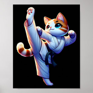 Kawaii Karate Kitty In Action Poster