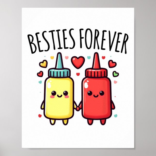 Kawaii Ketchup And Mustard Funny Bff Matching Best Poster (Front)