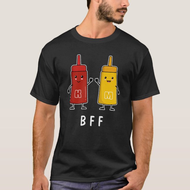 Kawaii Ketchup & Mustard: Best Friends Forever T-S T-Shirt (Front)