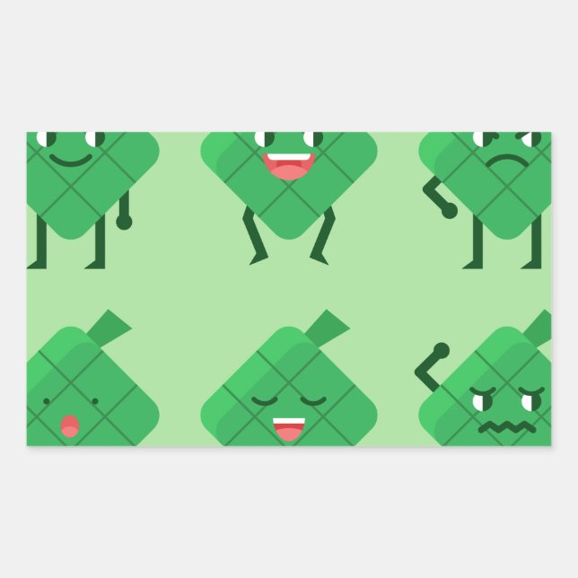 kawaii Ketupat Rectangular Sticker (Front)