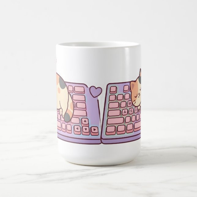 Kawaii Keyboard Gamer Cat Mug (Center)
