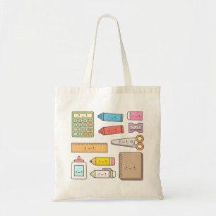 Kawaii Kids Back to School Supplies Tote Bag