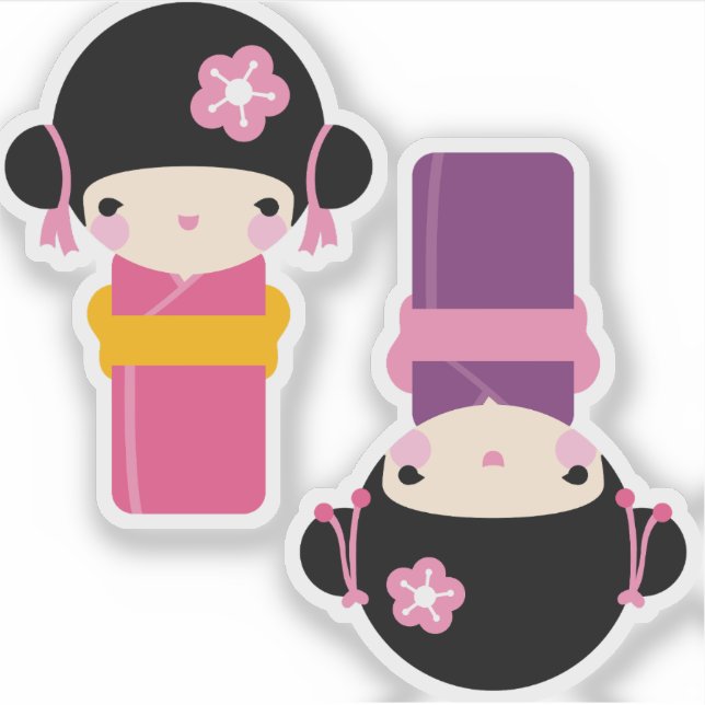 Kawaii Kimono Doll Stickers (Front)