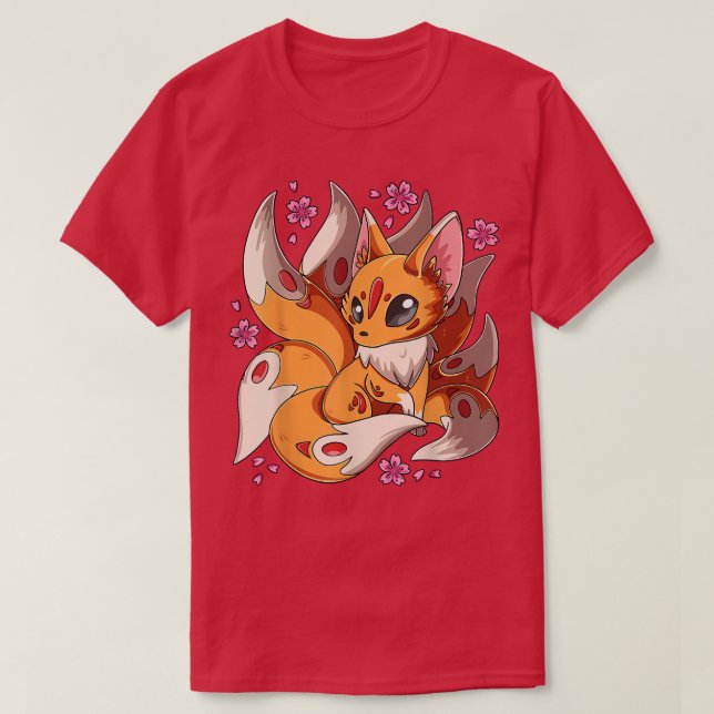 Kawaii Kitsune Fo Japanese Nine Tailed Fo Magical  T-Shirt (Design Front)