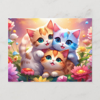 Kawaii kitten postcard