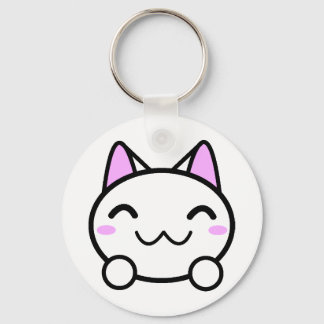 Kawaii Kitty Button Key Ring