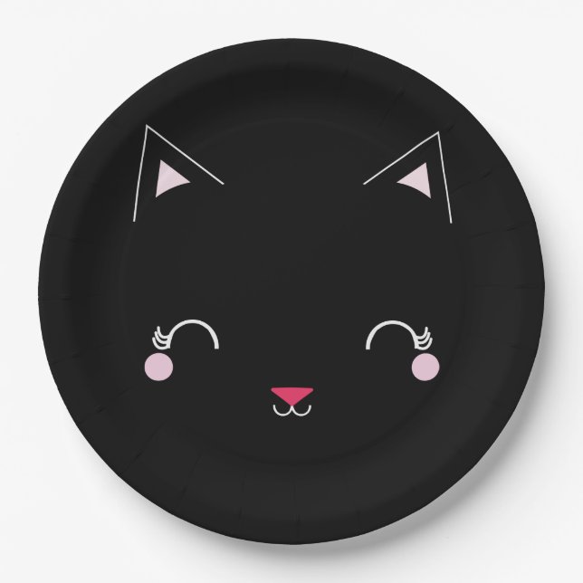 kawaii kitty CAT BIRTHDAY party paper plate 2 (Front)