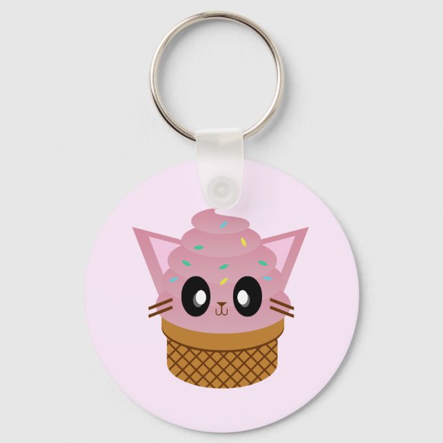 kawaii kitty cone ice cream cat meow key ring (Front)