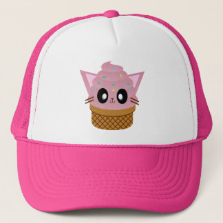 kawaii kitty cone ice cream cat meow trucker hat