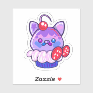 Kawaii Kitty cupcake sticker