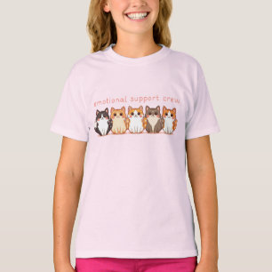 Kawaii Kitty Emotional Support Cats Crew Girl's T-Shirt