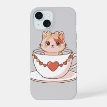 Kawaii Kitty in a Teacup