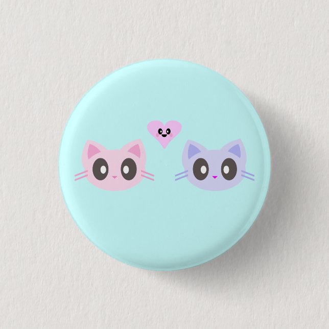 kawaii kitty love 3 cm round badge (Front)