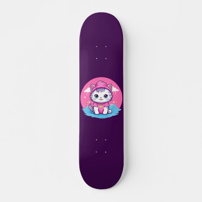 Kawaii Kitty Skateboard (Front)
