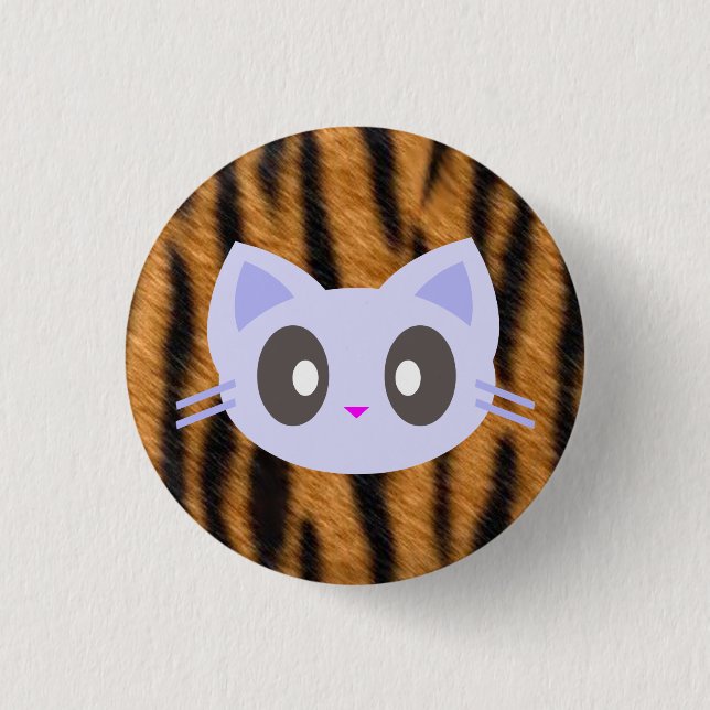 kawaii kitty tiger print 3 cm round badge (Front)