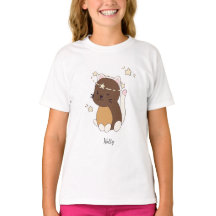 Kawaii Kitty with Stars Name T-Shirt
