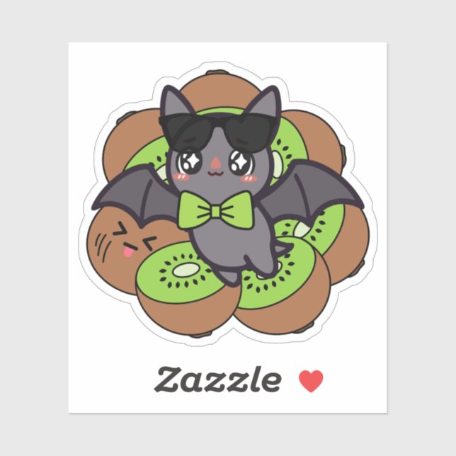 Kawaii Kiwi Bat with Sunglasses (Sheet)