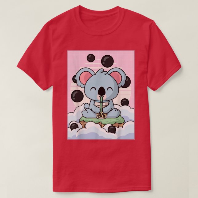 Kawaii Koala Bear Bubble Boba Milk Tea Japanese Ae T-Shirt (Design Front)
