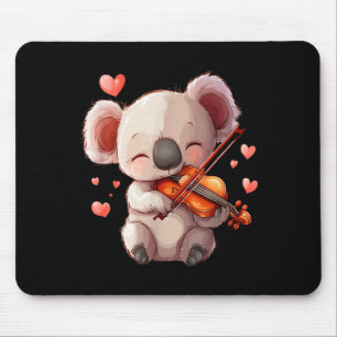 Kawaii Koala Playing Violin Graphic For Valentines Mouse Mat
