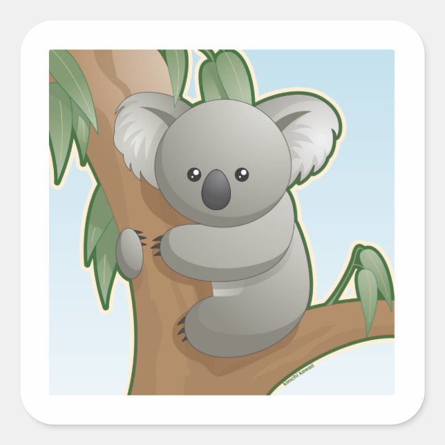 Kawaii Koala Square Sticker (Front)