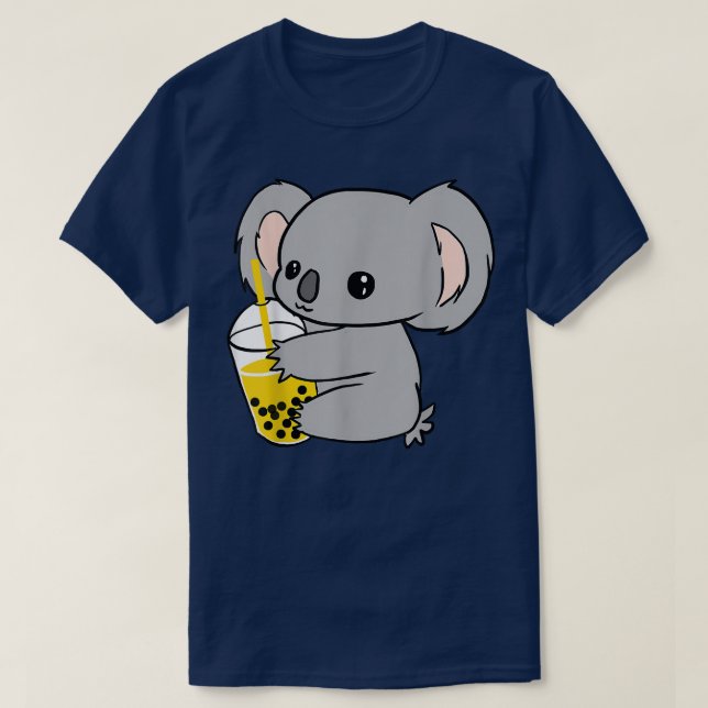 Kawaii Koala with Boba Bubble Tea Lover Anime Kids T-Shirt (Design Front)