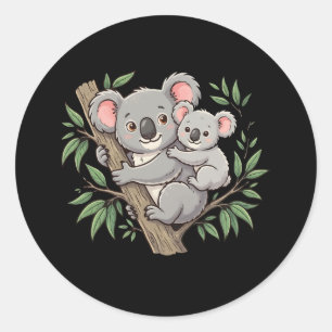 Kawaii koalas mother and baby classic round sticker